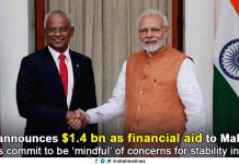 India Announces $1.4 Billion As Financial Aid To Maldives