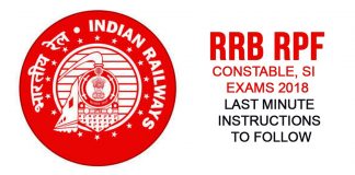 RRB RPF Constable and SI Exams 2018