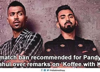 2-match ban recommended for Pandya over remark on ‘Koffee wid Karan’