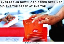 Jio average 4G download speed declined