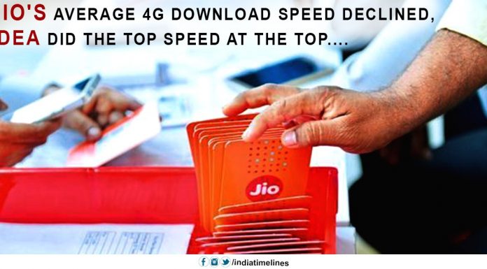 Jio average 4G download speed declined