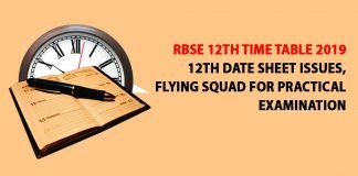 RBSE 12th Time Table 2019