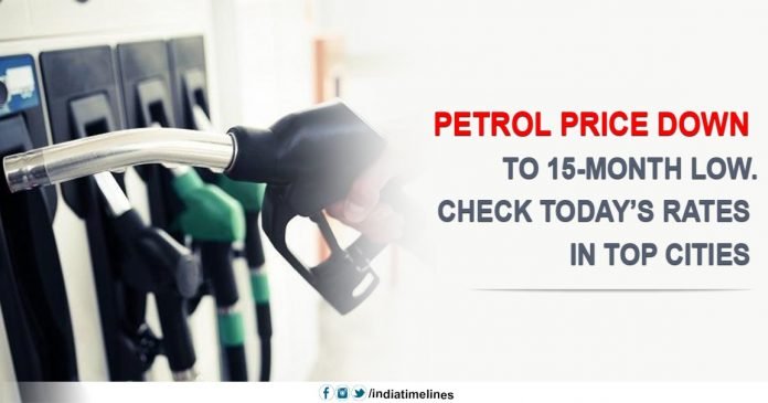 Petrol price down to 15-month low