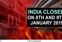 India closed on 8th and 9th January 2019
