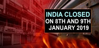 India closed on 8th and 9th January 2019