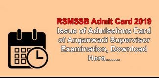 RSMSSB Admit Card 2019