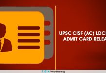 UPSC CISF (AC) LDCE 2019 admit card released