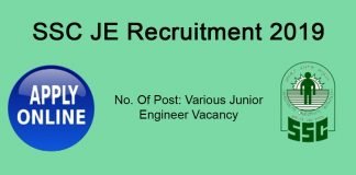 SSC JE Recruitment 2019