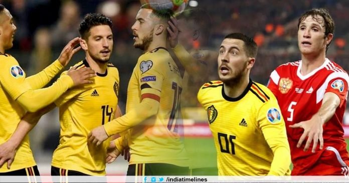 Belgium overcome Courtois howler to sink Russia