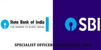 SBI Specialist Officer Recruitment 2019