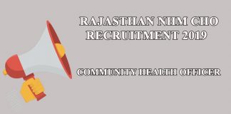 Rajasthan NHM CHO Recruitment 2019