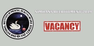 NIMHANS Nursing Officer Recruitment 2019