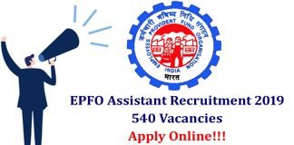 EPFO Assistant Recruitment 2019