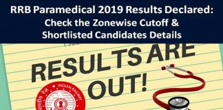 RRB Paramedical 2019 Result Announced