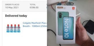 Had ordered mouthwash and delivered smartphone Redmi Note 10