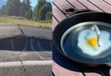 Canada: Here the heat broke all the records, there was a crack on the road