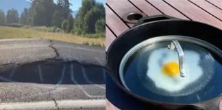 Canada: Here the heat broke all the records, there was a crack on the road