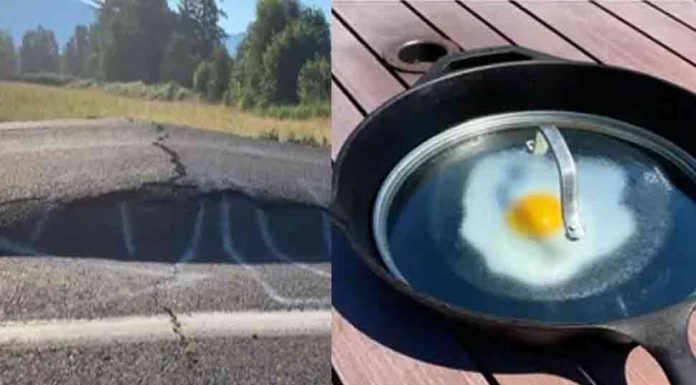 Canada: Here the heat broke all the records, there was a crack on the road