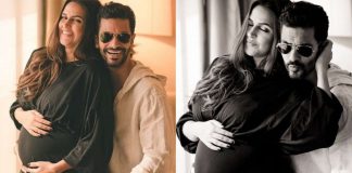 Neha Dhupia gets pregnant again - baby bump picture shared with husband and baby girl